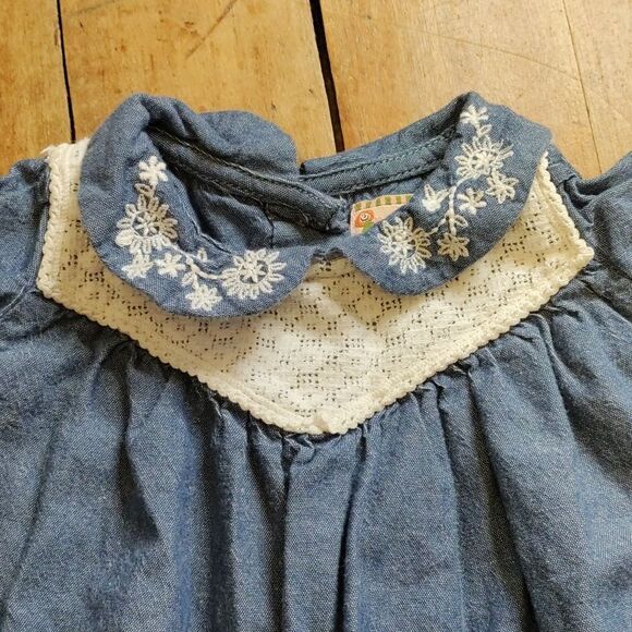 Gillians Closet dress 3 to 6 months cotton chambray embroidered spring summer - Picture 4 of 8